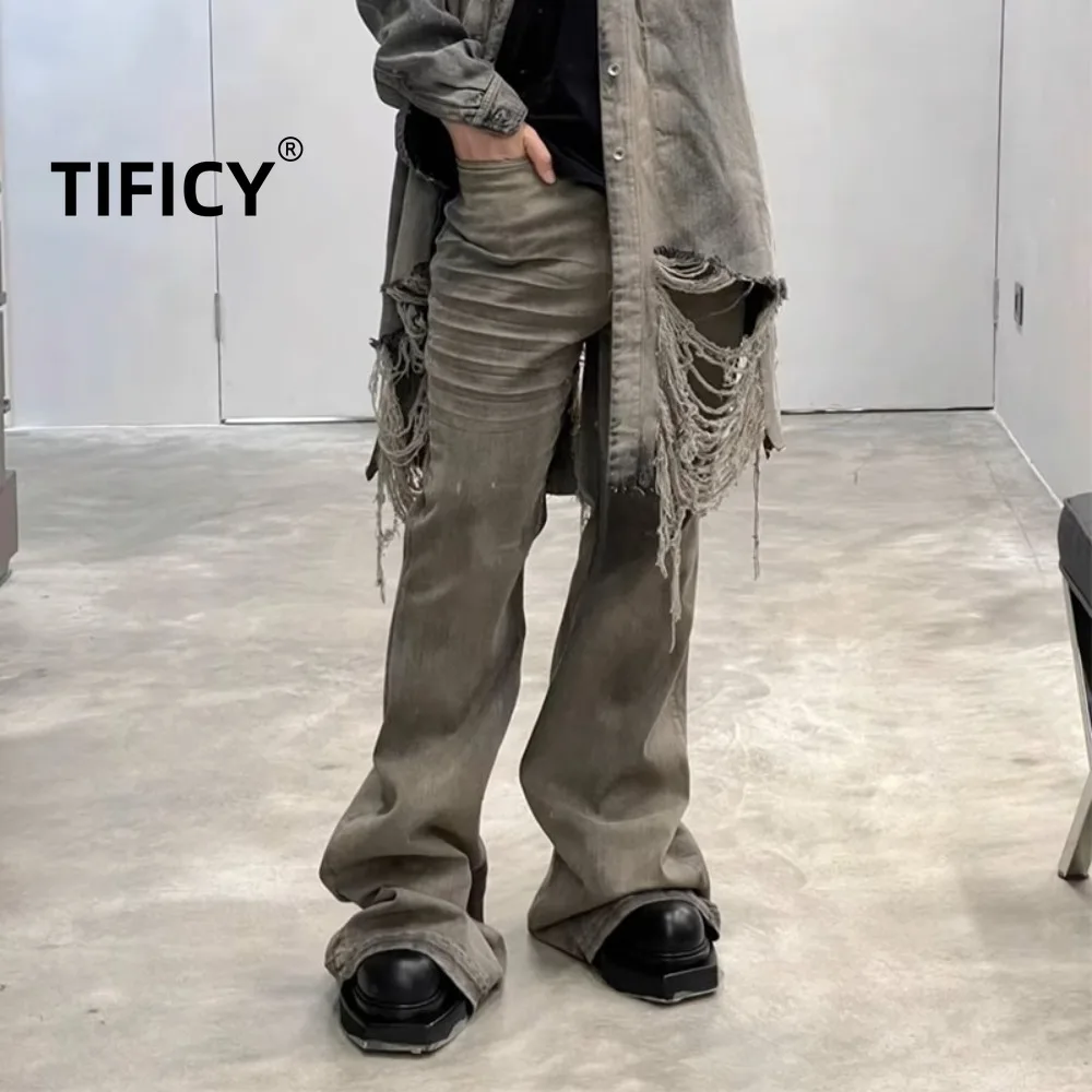 RO Style Vintage Desert Washed Horn Jeans Pants Mens Wide Legs Slimming Effect Stacking Mopping Wrinkling Wasteland Style Pants
RO Style Vintage Desert Washed Horn Jeans Pants Mens Wide Legs Slimming Effect Stacking Mopping Wrinkling Wasteland Style Pants