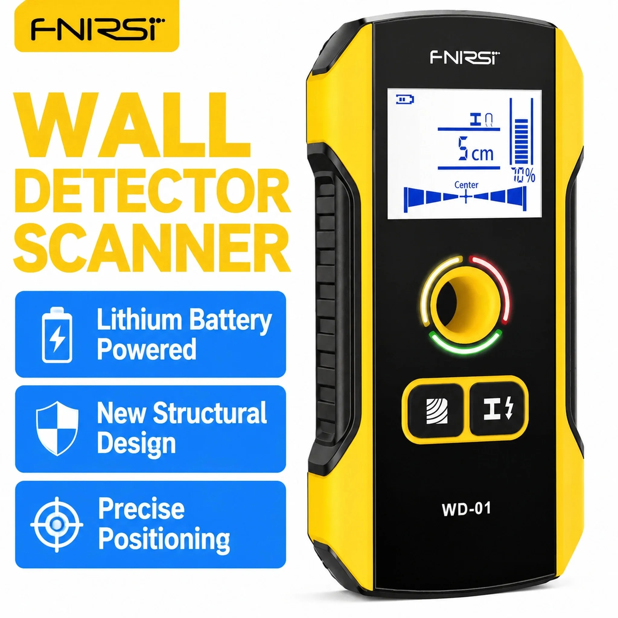 FNIRSI Wall Detector, 120mm Fe/100mm Cu Depth, 20mm Precise/38mm Deep Wood Modes, AC Live & Metal Finder for Contractors
FNIRSI Wall Detector, 120mm Fe/100mm Cu Depth, 20mm Precise/38mm Deep Wood Modes, AC Live & Metal Finder for Contractors