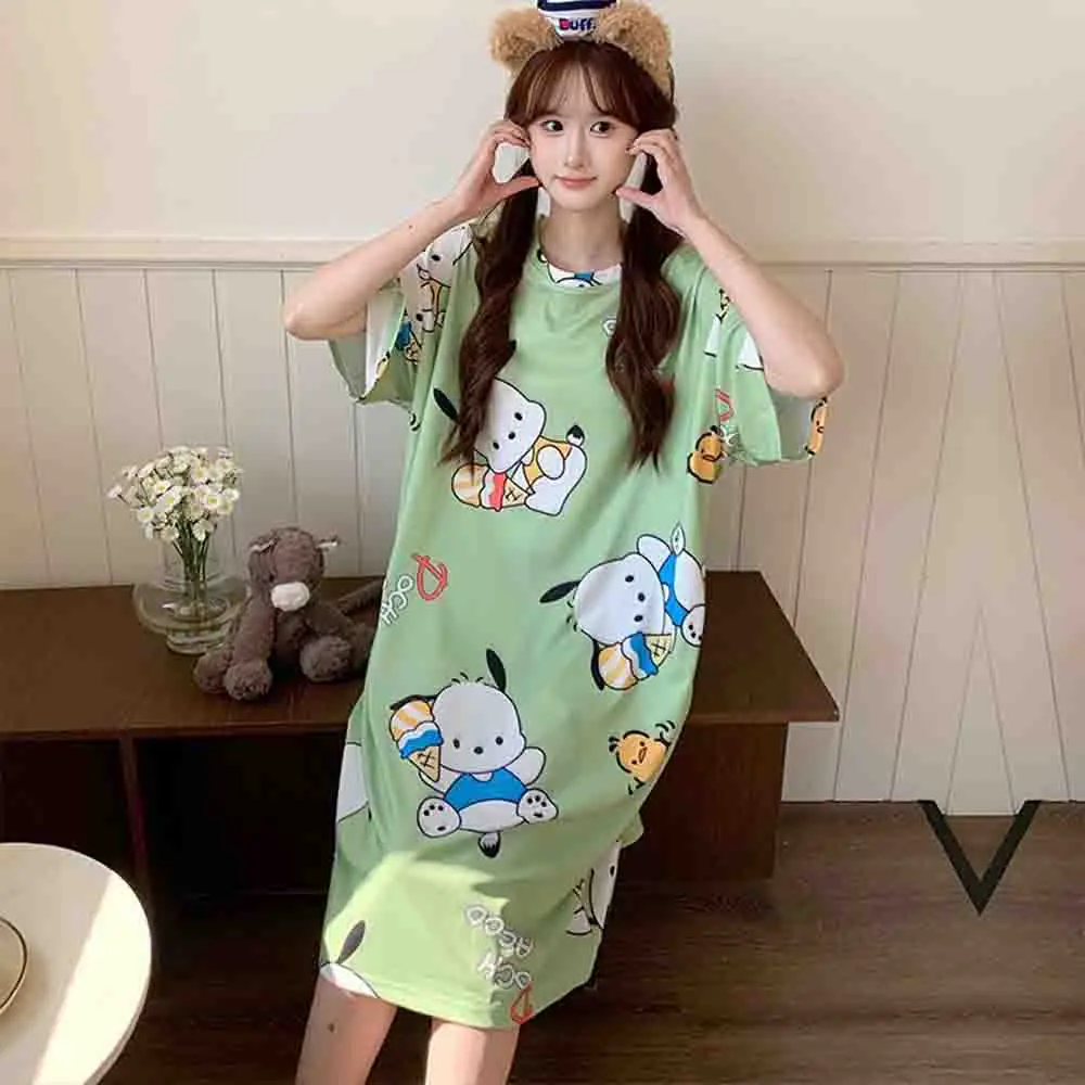 Pochacco Women's Summer Cartoon Printed Pajamas Short Sleeves Sleeping Skirts Fashionable Sweet Soft Comfortable Home Clothes
Pochacco Women's Summer Cartoon Printed Pajamas Short Sleeves Sleeping Skirts Fashionable Sweet Soft Comfortable Home Clothes