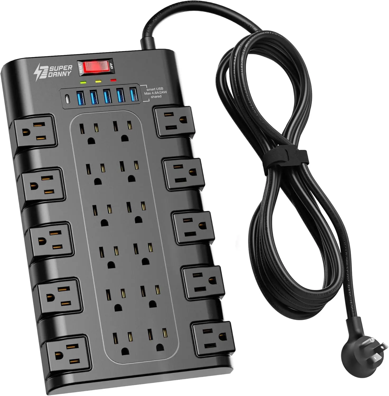 Удлинитель-сетевой фильтр 3 м с 6 USB-портами и 22 розетками, защита от перенапряжения, плоская вилка, для дома, офиса, игр
Удлинитель-сетевой фильтр 3 м с 6 USB-портами и 22 розетками, защита от перенапряжения, плоская вилка, для дома, офиса, игр
