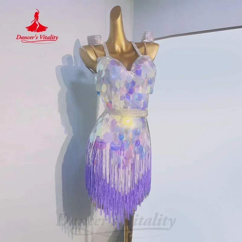 Latin Dance Costume Customized High-end Sequin Gradient Tassel Dress Adult and Children Tango Samba Rumba Performance Clothing
Latin Dance Costume Customized High-end Sequin Gradient Tassel Dress Adult and Children Tango Samba Rumba Performance Clothing