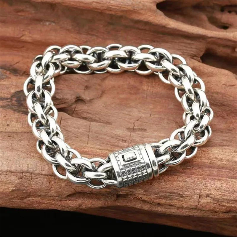 Luxury Jewelry S925 Sterling Silver Thai Silver Bracelet Vintage Hand Braided Men's Chain Domineering Bangle Gifts for Boyfriend
Luxury Jewelry S925 Sterling Silver Thai Silver Bracelet Vintage Hand Braided Men's Chain Domineering Bangle Gifts for Boyfriend
