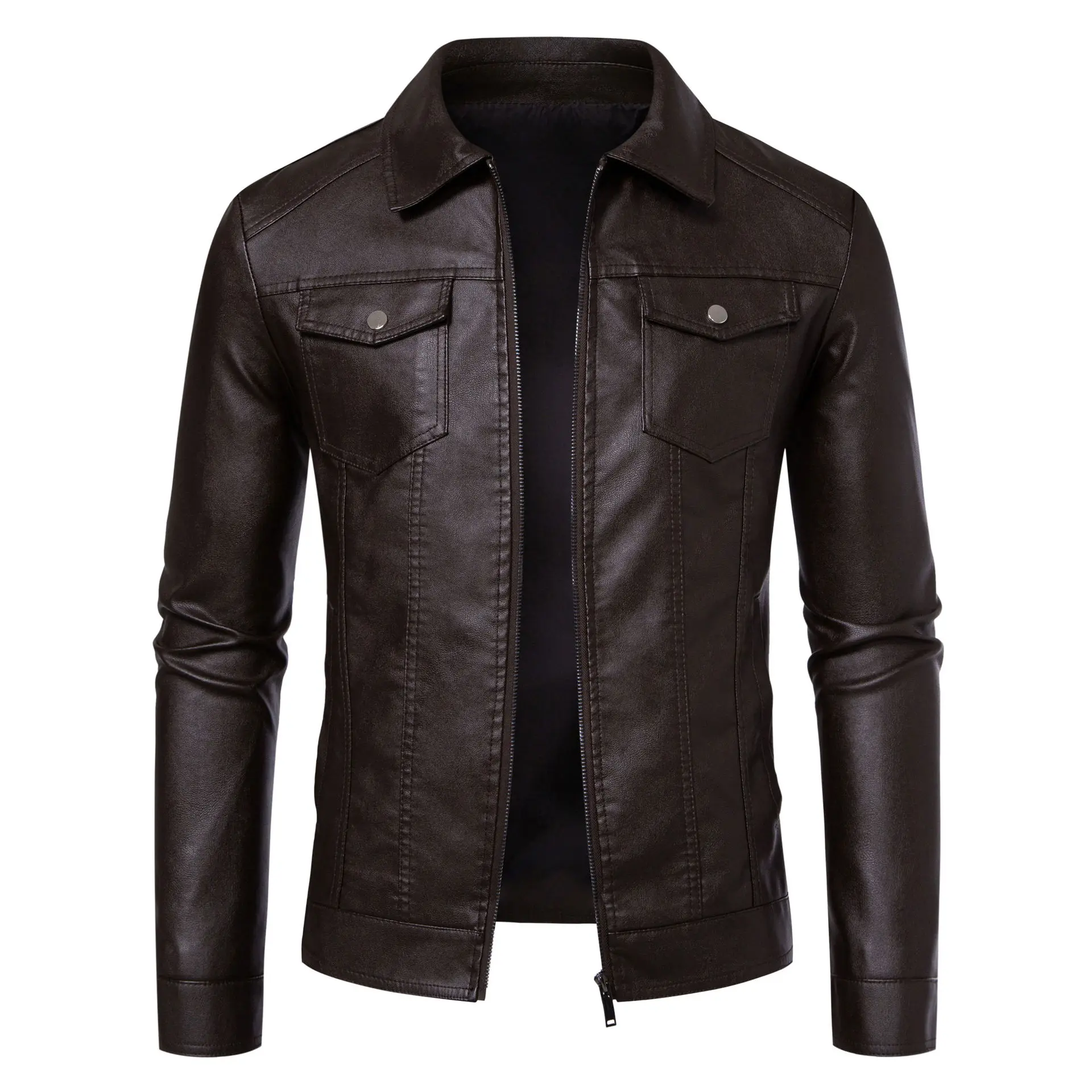 KIDWHXR Men Jacket Simple Solid Color Turn Down Collar Male Leather Coat High Street Long Sleeve Slim Versatile Man Outerwear
KIDWHXR Men Jacket Simple Solid Color Turn Down Collar Male Leather Coat High Street Long Sleeve Slim Versatile Man Outerwear