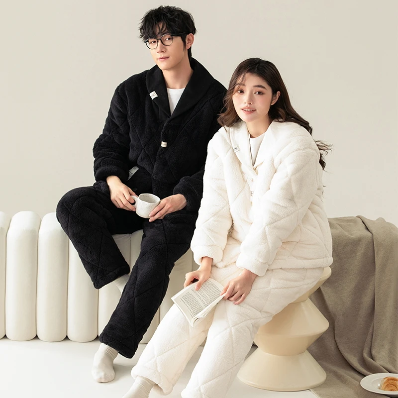 Couple Coral Velvet Quilted Pajamas Sets Thick 3 Layers Pyjamas Winter Women Men Pajama Sets Home Wear
Couple Coral Velvet Quilted Pajamas Sets Thick 3 Layers Pyjamas Winter Women Men Pajama Sets Home Wear