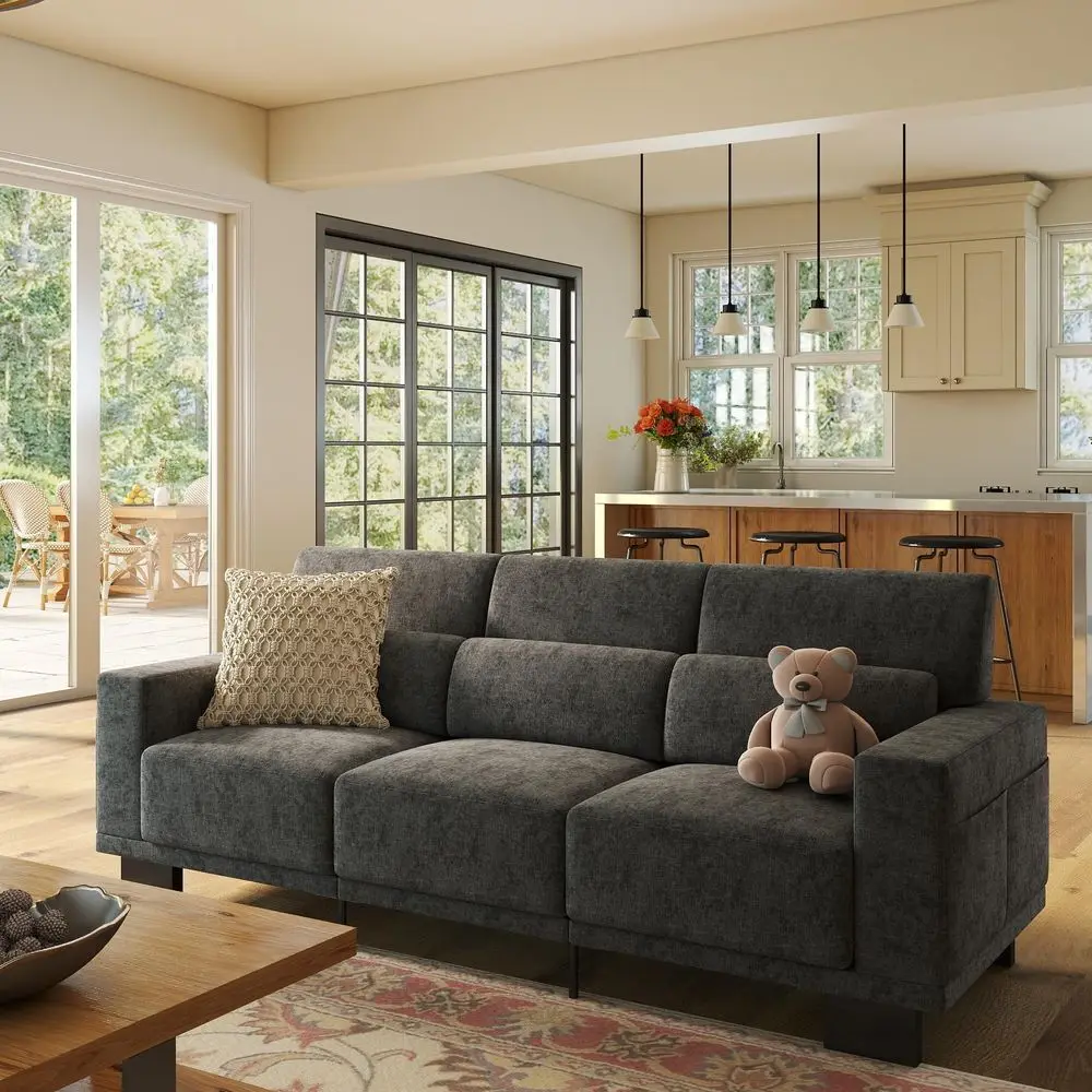 Loveseat Sofa for Living Room, Spring Cushions, Removable Cover, Solid Wood Frame, Wide Armrest, Chenille Fabric Recliner Couch
Loveseat Sofa for Living Room, Spring Cushions, Removable Cover, Solid Wood Frame, Wide Armrest, Chenille Fabric Recliner Couch