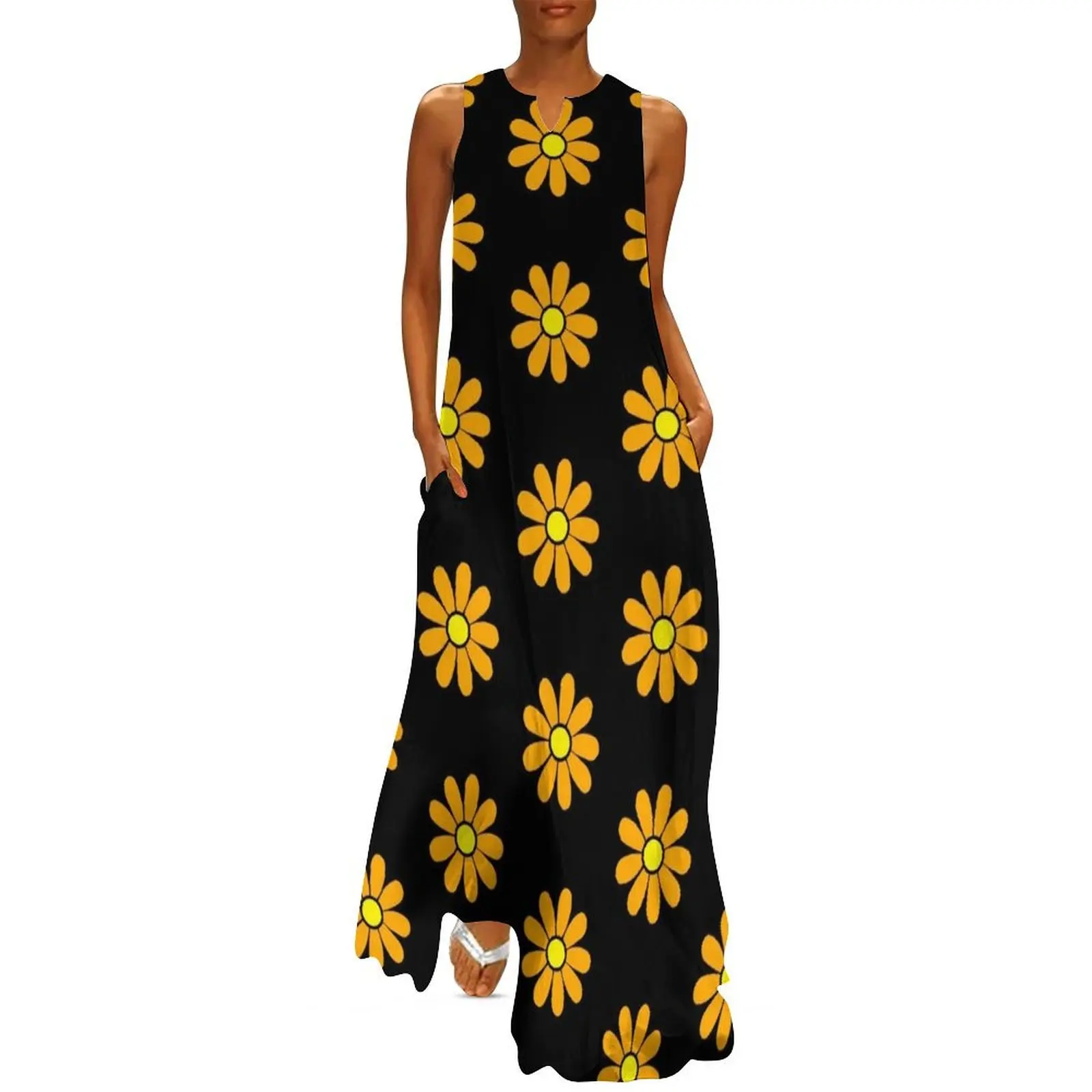 Happy Orange Daisy Flower Power 60's 70s Retro Vintage Hippie Gardening Long Dress clothes Women's summer dresses Dress
Happy Orange Daisy Flower Power 60's 70s Retro Vintage Hippie Gardening Long Dress clothes Women's summer dresses Dress