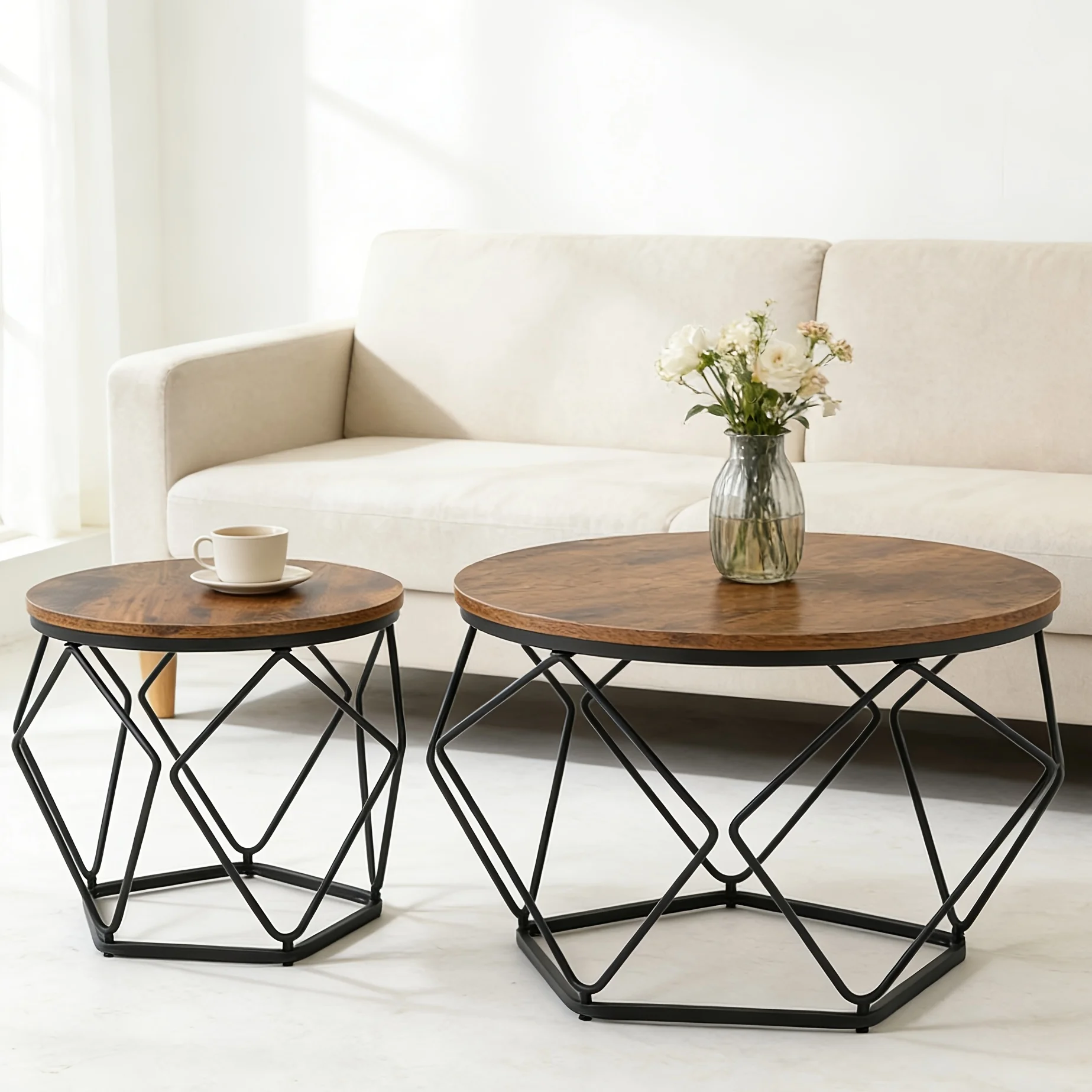 Set of 2 Round Multi-Purpose Side Tables - Small Coffee& End Tables with Durable Steel Frame, Versatile Accent Tables for Home& Office
Set of 2 Round Multi-Purpose Side Tables - Small Coffee& End Tables with Durable Steel Frame, Versatile Accent Tables for Home& Office