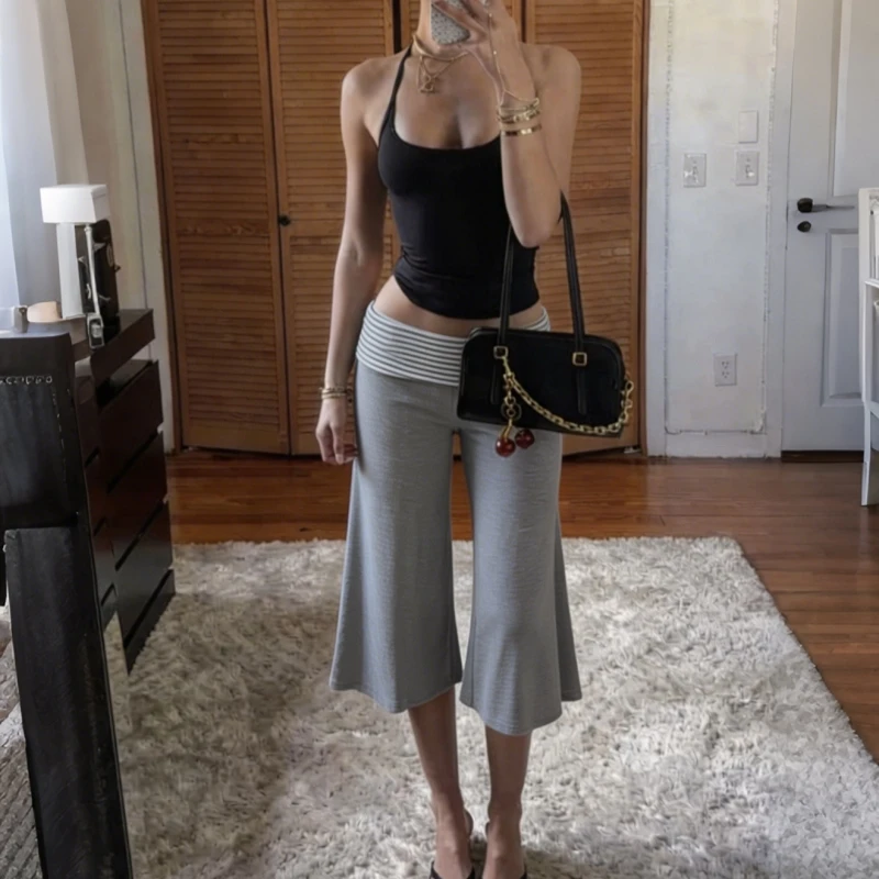 Women’s Capri Pants Fold Over Waistband Dots/Stripes/Solid Color Gaucho Flare Pants Comfy Trousers
Women’s Capri Pants Fold Over Waistband Dots/Stripes/Solid Color Gaucho Flare Pants Comfy Trousers