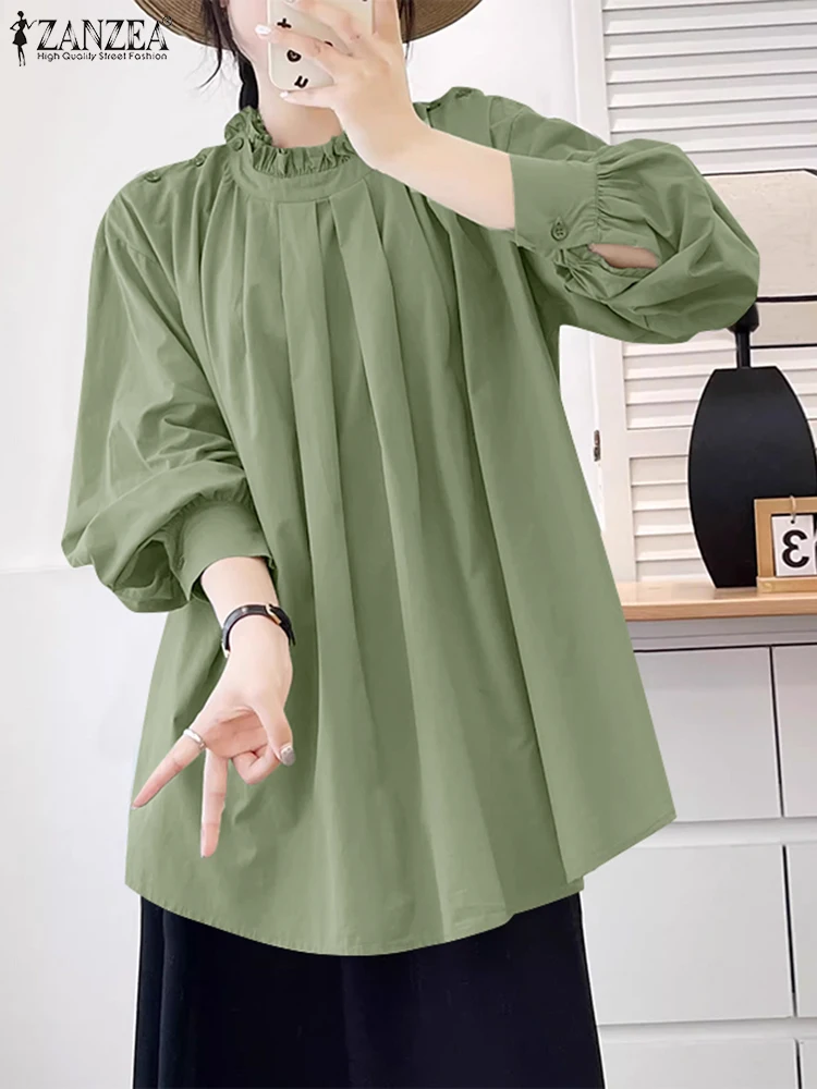 ZANZEA Solid Pleated Smock Tops Women Trendy Streetwear 2025 Spring Blusas Mujer Stand Collar Loose Causal Lantern Sleeve Blouse
ZANZEA Solid Pleated Smock Tops Women Trendy Streetwear 2025 Spring Blusas Mujer Stand Collar Loose Causal Lantern Sleeve Blouse