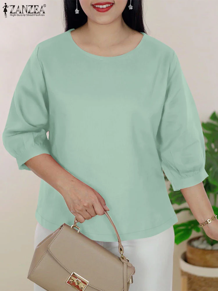 ZANZEA Women Summer Blouses Solid Color Everyday Vacation Commuting Blusas Mujer Casual 3/4 Puff Sleeve Loose O Neck Tunic Tops
ZANZEA Women Summer Blouses Solid Color Everyday Vacation Commuting Blusas Mujer Casual 3/4 Puff Sleeve Loose O Neck Tunic Tops