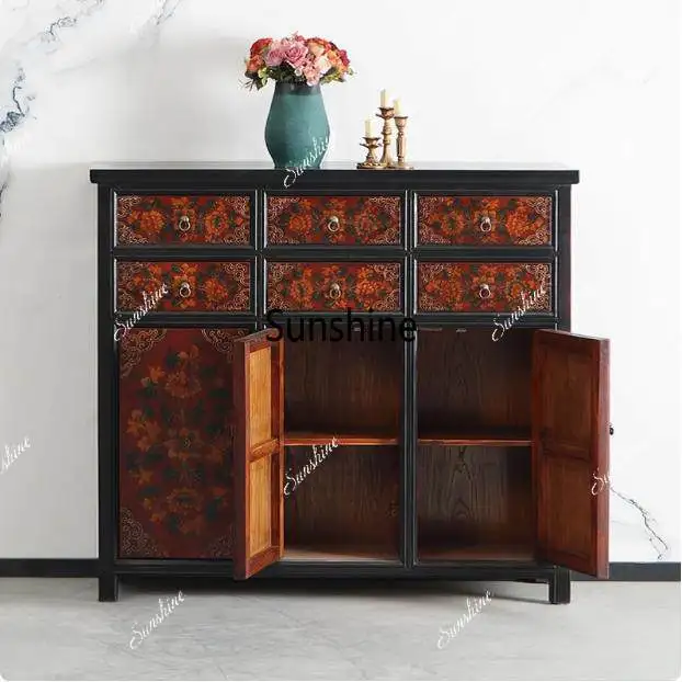 Solid wood painted household storage cabinet foyer decorative cabinet
Solid wood painted household storage cabinet foyer decorative cabinet