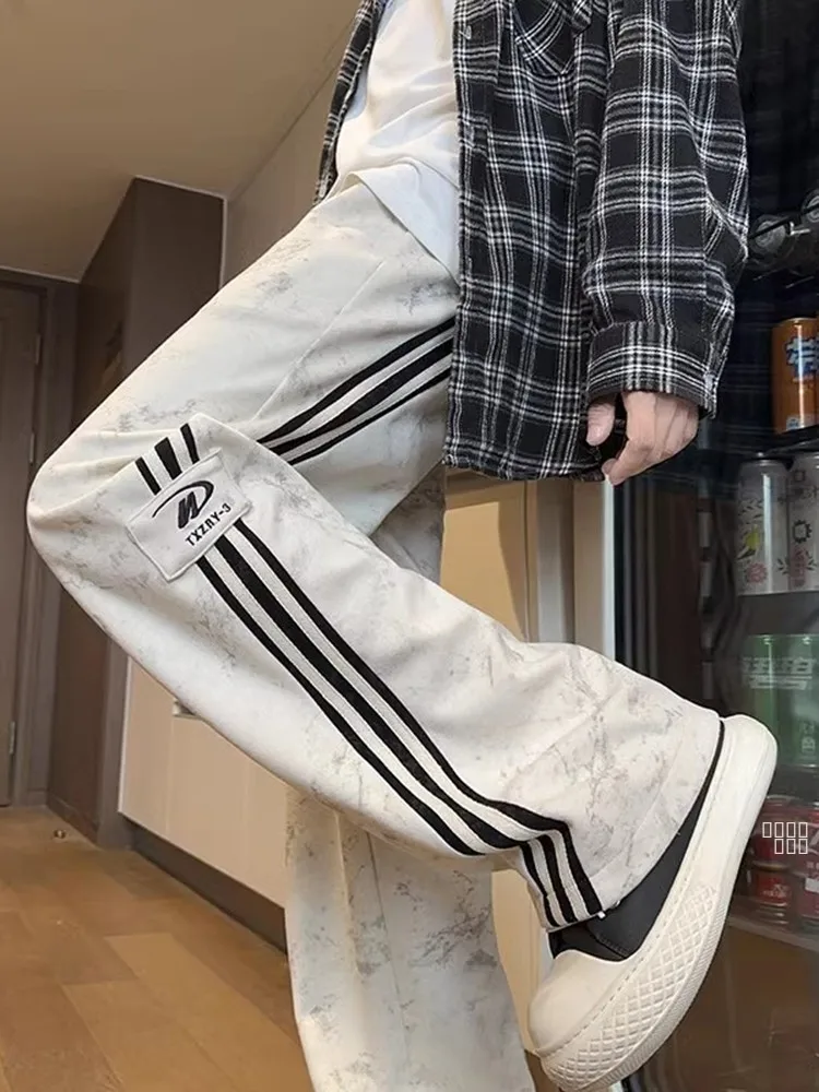 Men's Spring Autumn Stripe Loose Fit Straight Leg Sweatpants Heavyweight Dyeing Draped Wide Leg Casual Trousers
Men's Spring Autumn Stripe Loose Fit Straight Leg Sweatpants Heavyweight Dyeing Draped Wide Leg Casual Trousers