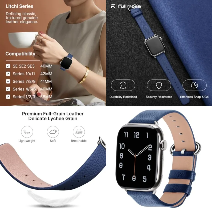 Fullmosa Leather Bands Compatible with Apple Watch Band 42mm 41mm 40mm 38mm for Women Men, Top Grain Genuine Leather Strap for
Fullmosa Leather Bands Compatible with Apple Watch Band 42mm 41mm 40mm 38mm for Women Men, Top Grain Genuine Leather Strap for