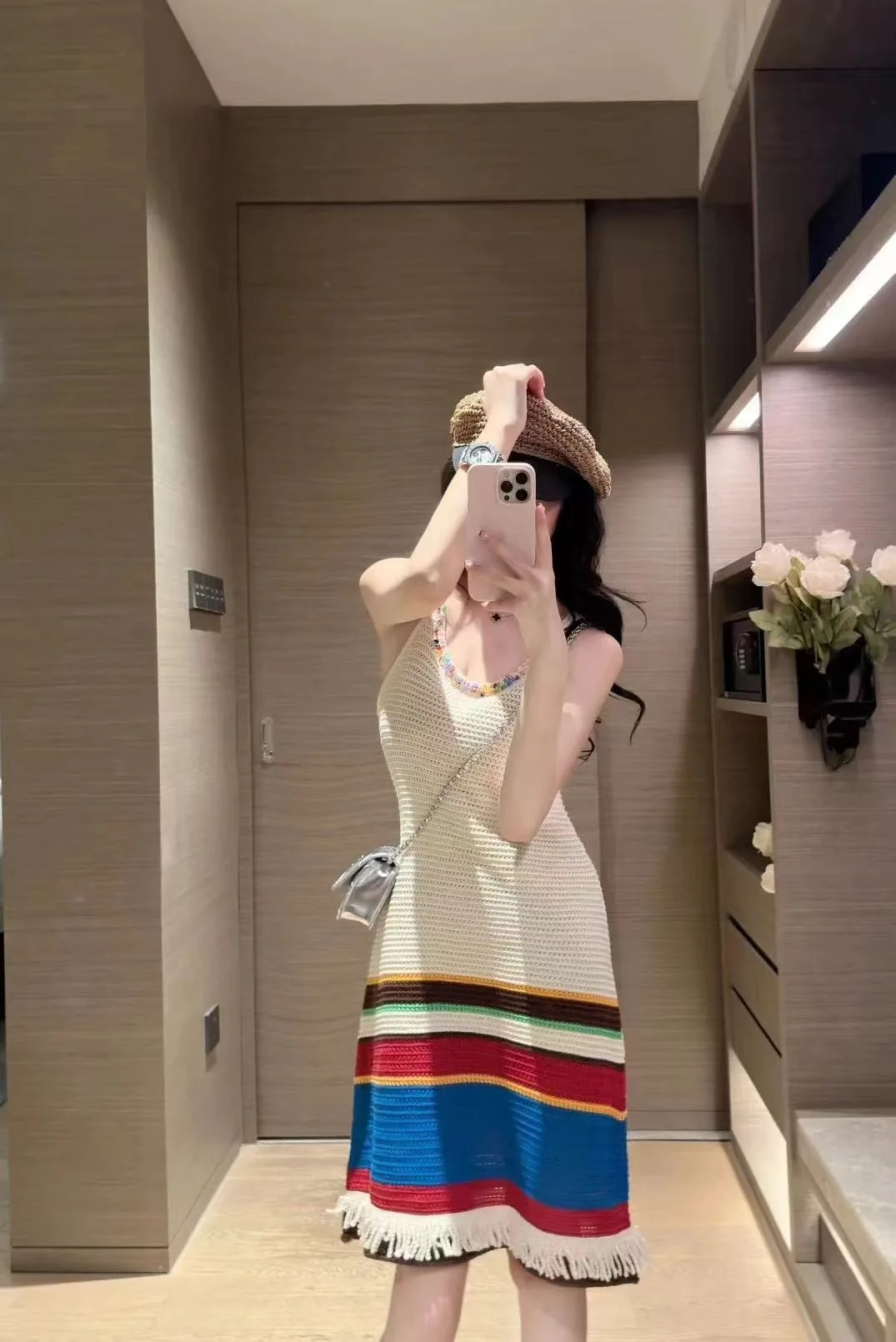 2024 Summer New Colorful Beading Contrast Striped Knitted Tassel Dress Women Cotton Sleeveless Basics Loose Lady Clothes F424
2024 Summer New Colorful Beading Contrast Striped Knitted Tassel Dress Women Cotton Sleeveless Basics Loose Lady Clothes F424