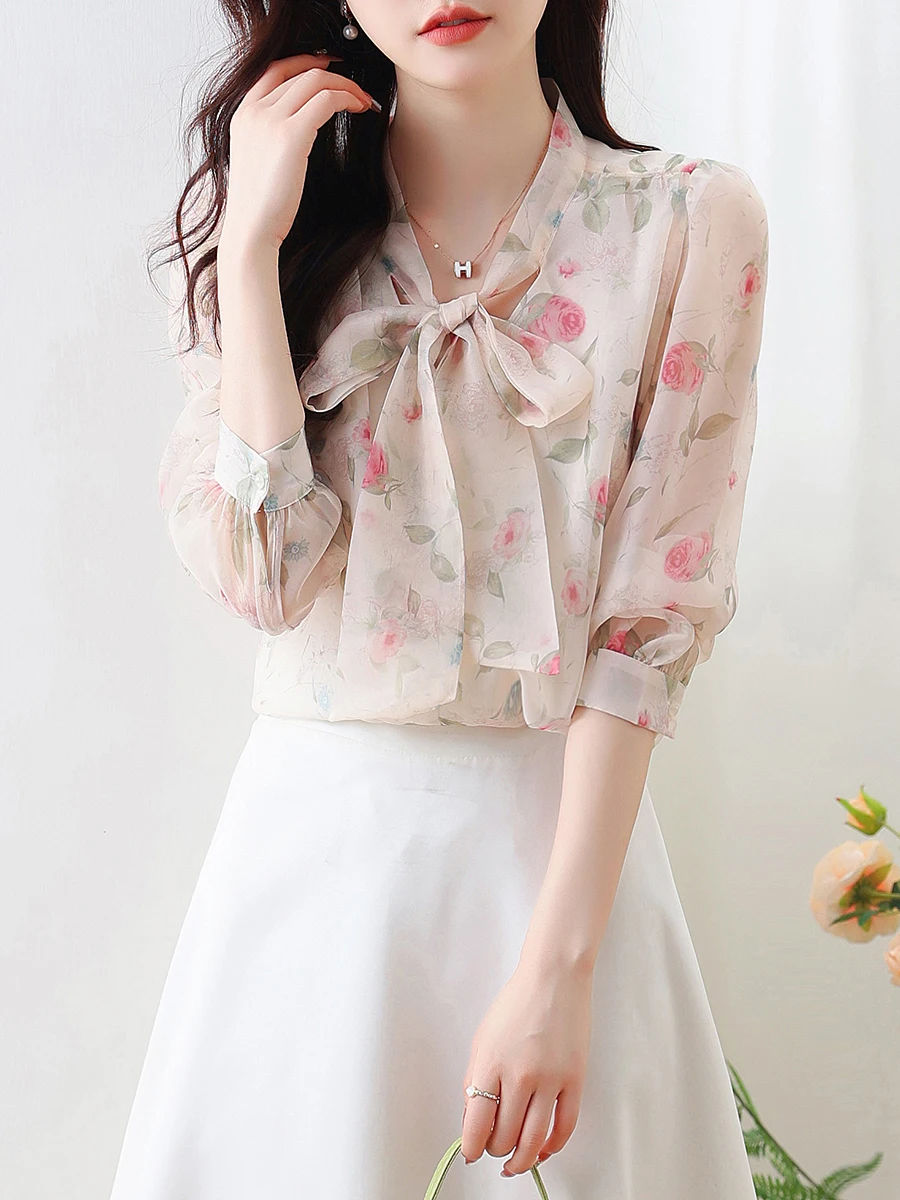 Ele Floral Print irt with Bowtie Bubble Sve for Women Spring Autumn Vintage Fairy Sle Gentle Top Women's Faion
Ele Floral Print irt with Bowtie Bubble Sve for Women Spring Autumn Vintage Fairy Sle Gentle Top Women's Faion