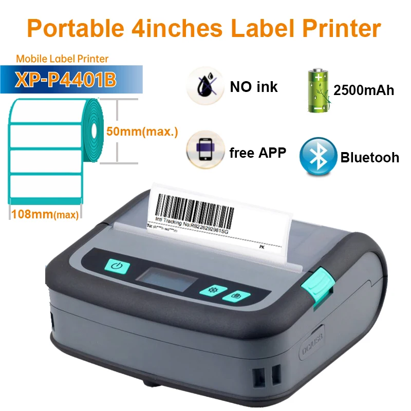 Newest XP-P4401B Wireless Label Printer Portable 4inch Shipping Label/Express/Thermal Barcode Label Printer with Android iOS
Newest XP-P4401B Wireless Label Printer Portable 4inch Shipping Label/Express/Thermal Barcode Label Printer with Android iOS
