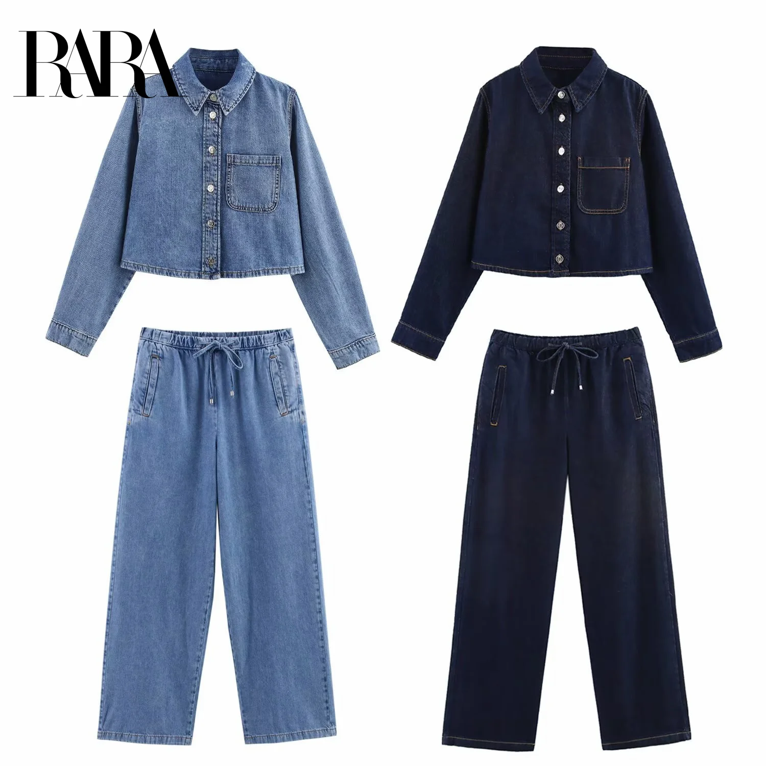 RARA 2025 Women's Denim Set Long - sleeve Collared Jacket with Chest Pocket Elastic - waist Wide - leg Jeans for Casual Wear
RARA 2025 Women's Denim Set Long - sleeve Collared Jacket with Chest Pocket Elastic - waist Wide - leg Jeans for Casual Wear
