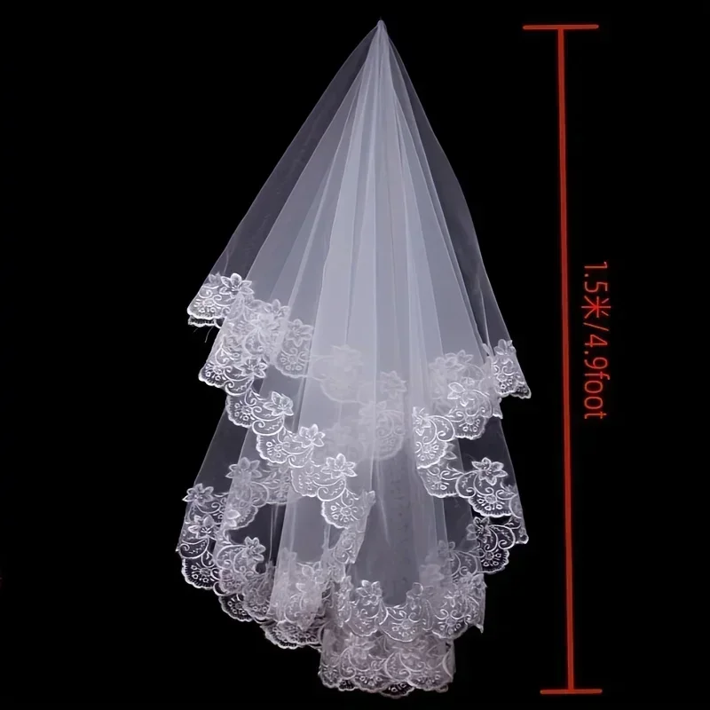 Fashionable Refine Single Tier White Ivory Tulle Wedding Veil With Lace Applique
Fashionable Refine Single Tier White Ivory Tulle Wedding Veil With Lace Applique