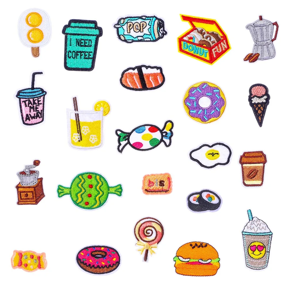 Cartoon Drink Sushi Iron on Candy Patches DIY Handbook Accessories Embroidery Patch Cloth Badge Appliques for Clothing Stickers
Cartoon Drink Sushi Iron on Candy Patches DIY Handbook Accessories Embroidery Patch Cloth Badge Appliques for Clothing Stickers