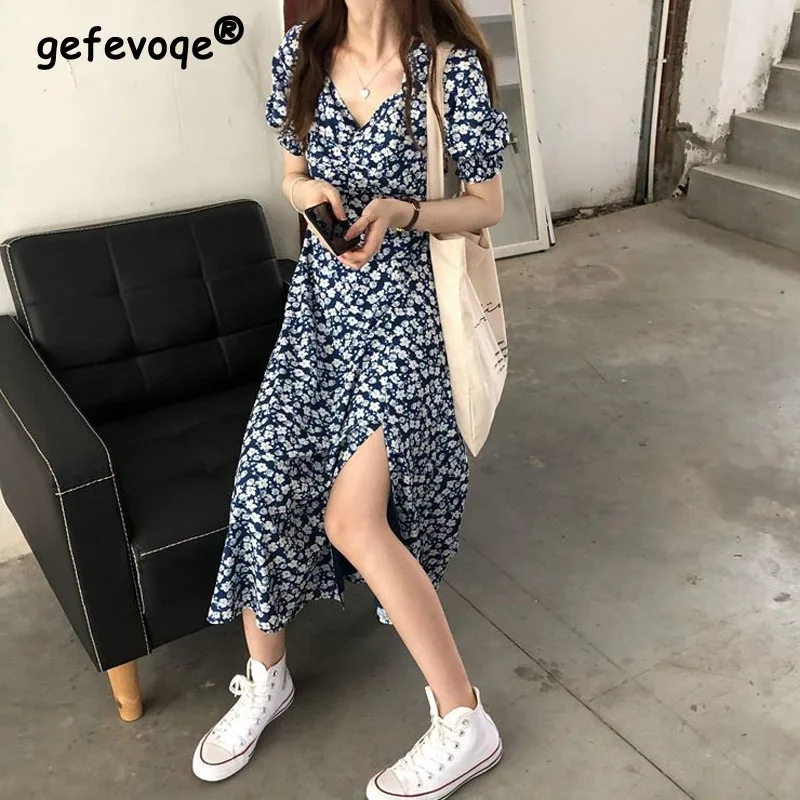 Puff Sleeve College Dress Women 2022 Summer V-neck Chiffon Ladies Leisure Streetwear Retro Vintage Cute Holiday Ins Floral Dress
Puff Sleeve College Dress Women 2022 Summer V-neck Chiffon Ladies Leisure Streetwear Retro Vintage Cute Holiday Ins Floral Dress