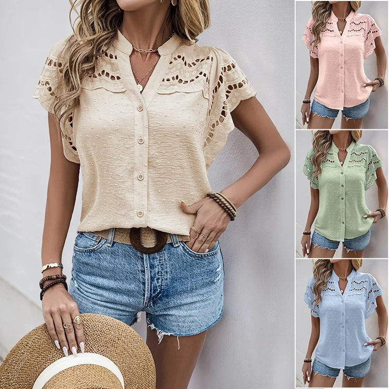 Lace Stitching Lotus Leaf Sleeve Shirt 2026 Summer Texture Small Stand Collar Cardigan Women's Commuter Wind Top
Lace Stitching Lotus Leaf Sleeve Shirt 2026 Summer Texture Small Stand Collar Cardigan Women's Commuter Wind Top