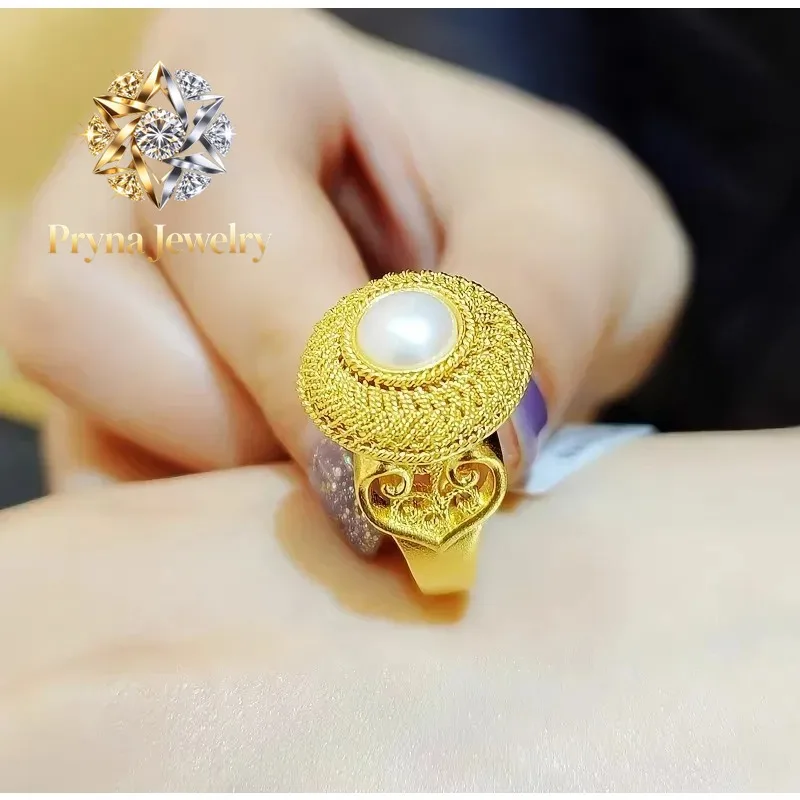 Pryna Jewelry Boutique 24K real gold New Chinese retro silk Pearl Ring au9999 Gold ancient fashion ring index finger ring
Pryna Jewelry Boutique 24K real gold New Chinese retro silk Pearl Ring au9999 Gold ancient fashion ring index finger ring