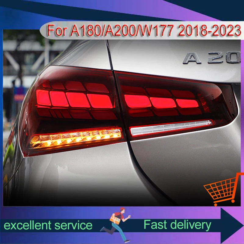 Задний фонарь для Mercedes Benz A-Class A180 A200 W177 2018-2023, ремонт в сборе, потоковый указатель поворота, светодиодный светильник с чешуей дракона, DRL, автомобильная лампа
Задний фонарь для Mercedes Benz A-Class A180 A200 W177 2018-2023, ремонт в сборе, потоковый указатель поворота, светодиодный светильник с чешуей дракона, DRL, автомобильная лампа