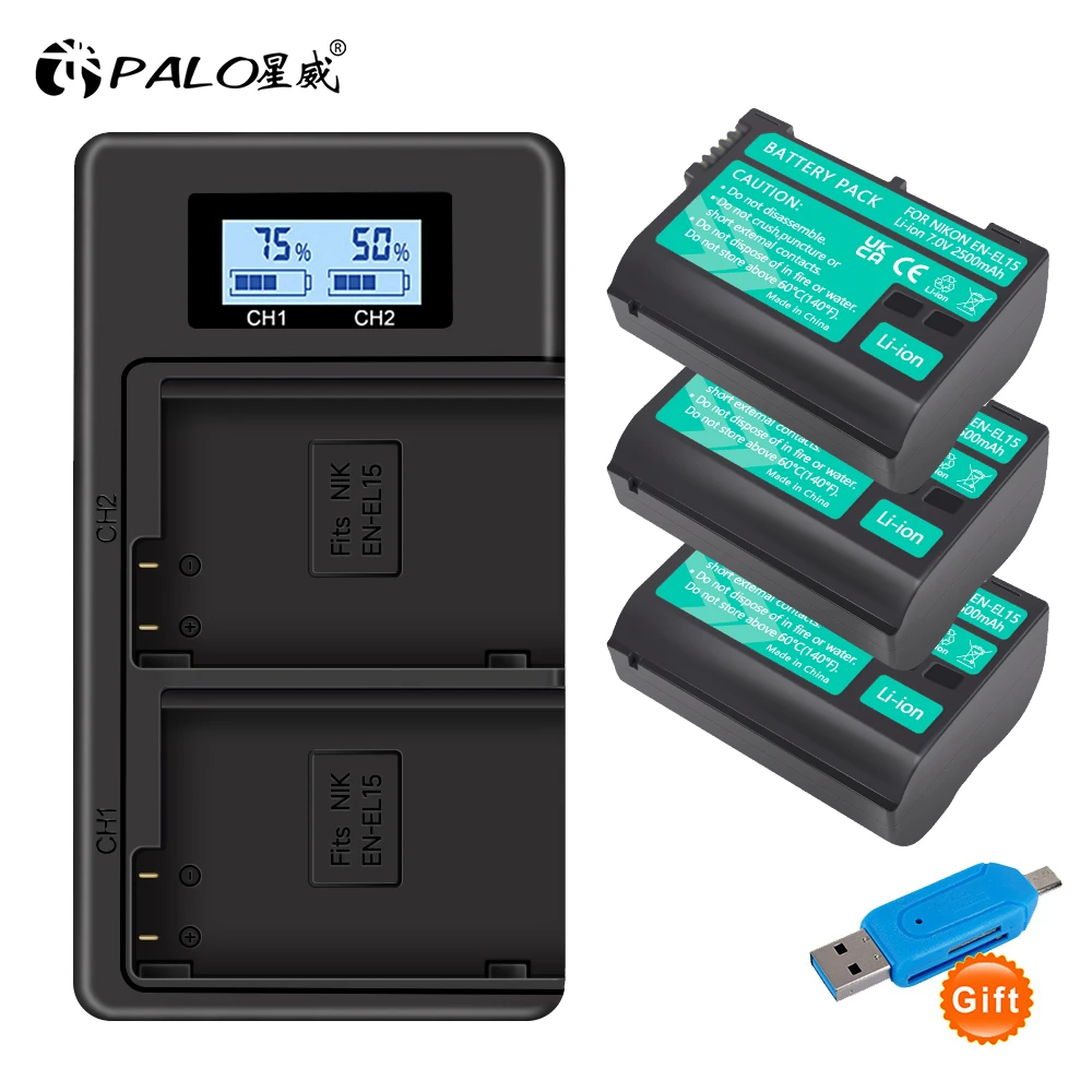 PALO EN-EL15 EN-EL15a ENEL15 EN-EL15b Battery+USB Dual Charger for Nikon D7000 D7100 D7200 D850 D750 D7500 D810 D500 D800 D610
PALO EN-EL15 EN-EL15a ENEL15 EN-EL15b Battery+USB Dual Charger for Nikon D7000 D7100 D7200 D850 D750 D7500 D810 D500 D800 D610