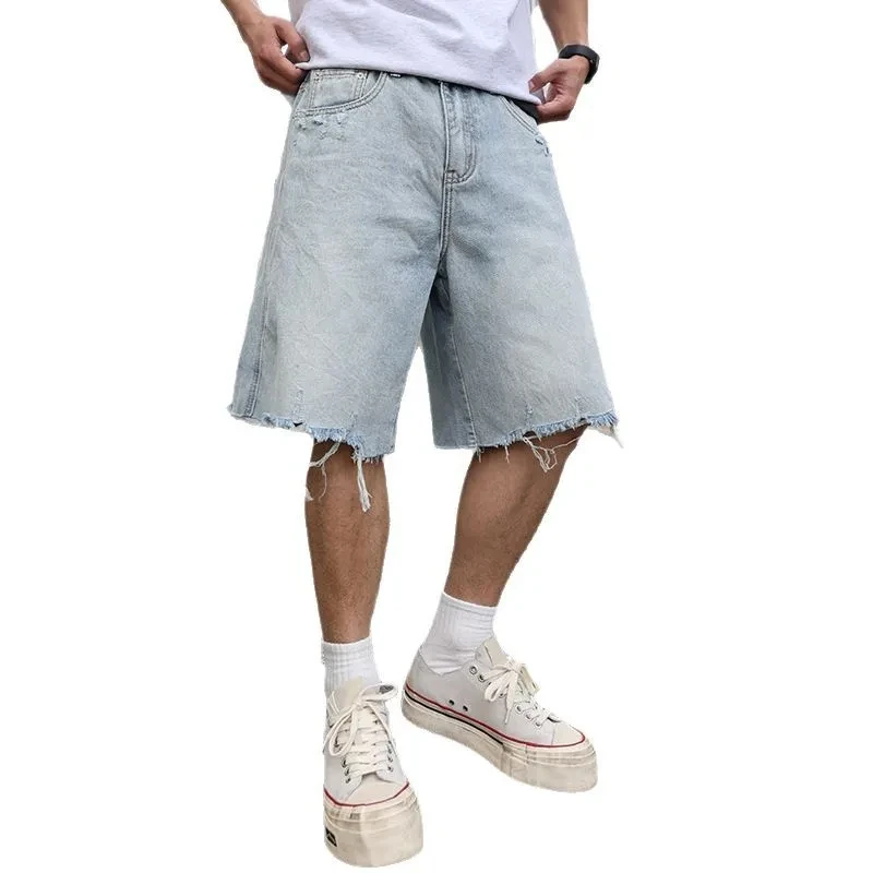 Мужские рваные джинсовые шорты с необработанным краем в стиле Cityboy Streetwear, модные, в стиле хип-хоп, свободные, повседневные, больших размеров, джинсовые шорты-брюки
Мужские рваные джинсовые шорты с необработанным краем в стиле Cityboy Streetwear, модные, в стиле хип-хоп, свободные, повседневные, больших размеров, джинсовые шорты-брюки