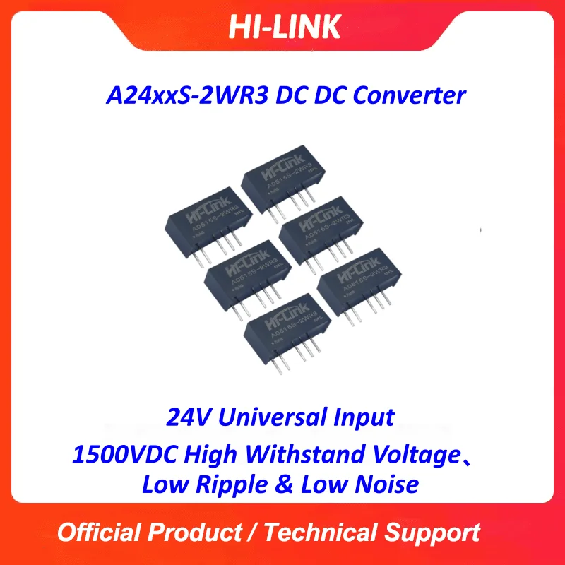 10pcs Hilink official A2405S-2WR3 A2412S-2WR3 2W Isolated DC-DC Power Module 24V Input ±3.3V/±5V/±9V/±12V/±15V/±24V Output
10pcs Hilink official A2405S-2WR3 A2412S-2WR3 2W Isolated DC-DC Power Module 24V Input ±3.3V/±5V/±9V/±12V/±15V/±24V Output