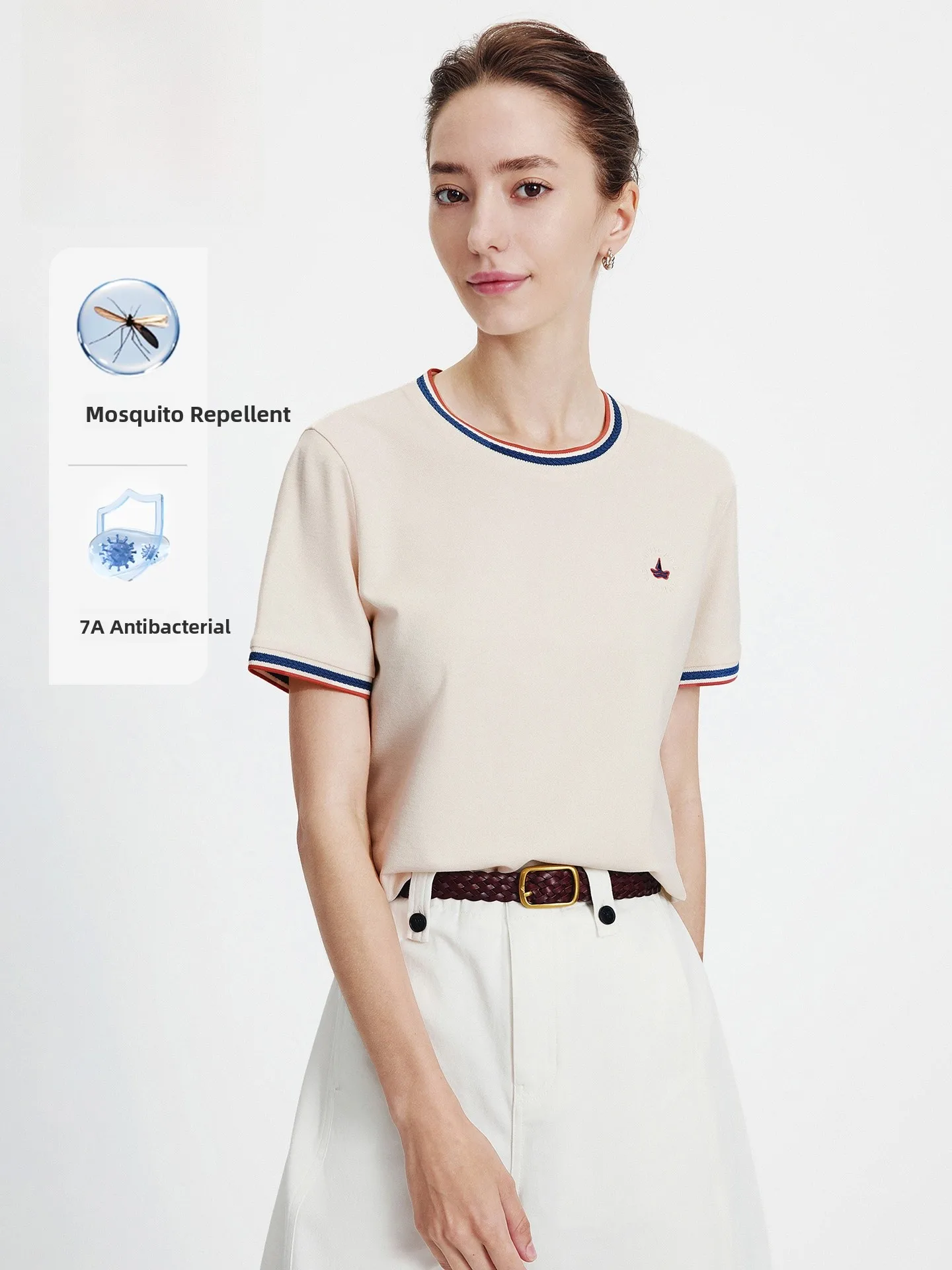 Антибактериальная женская футболка Navigare Summer New Casual с коротким рукавом, защита от комаров, цветные блоки, вышивка, повседневный стиль, хлопок
Антибактериальная женская футболка Navigare Summer New Casual с коротким рукавом, защита от комаров, цветные блоки, вышивка, повседневный стиль, хлопок