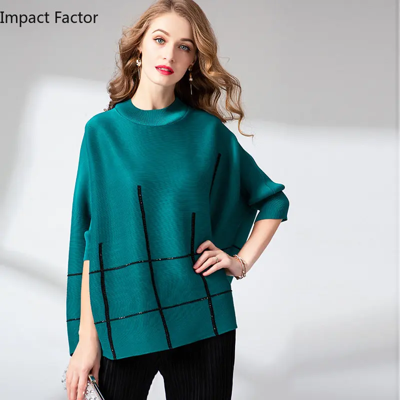 2024 Spring and Autumn New Miyake Pleated Loose Plaid with Diamond Versatile Casual Top Batshirt
2024 Spring and Autumn New Miyake Pleated Loose Plaid with Diamond Versatile Casual Top Batshirt