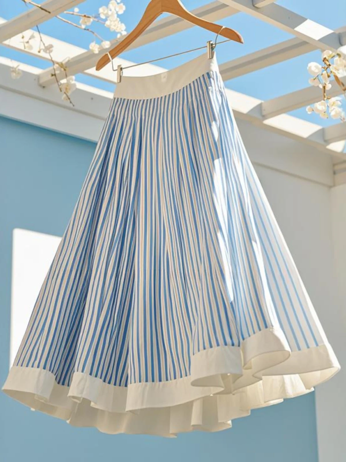 New High Waist A-Line Skirt Beautiful Blue Stripes Elegant Slimming Women's Street Style Printed Casual Loose Fit Skirt
New High Waist A-Line Skirt Beautiful Blue Stripes Elegant Slimming Women's Street Style Printed Casual Loose Fit Skirt