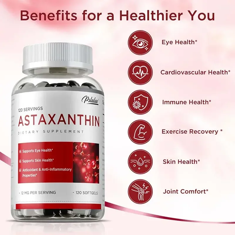 Astaxanthin Capsules 12mg - Antioxidant, Supports Immune, Joint, Skin & Eye Health, Cellular Health Vegan
Astaxanthin Capsules 12mg - Antioxidant, Supports Immune, Joint, Skin & Eye Health, Cellular Health Vegan