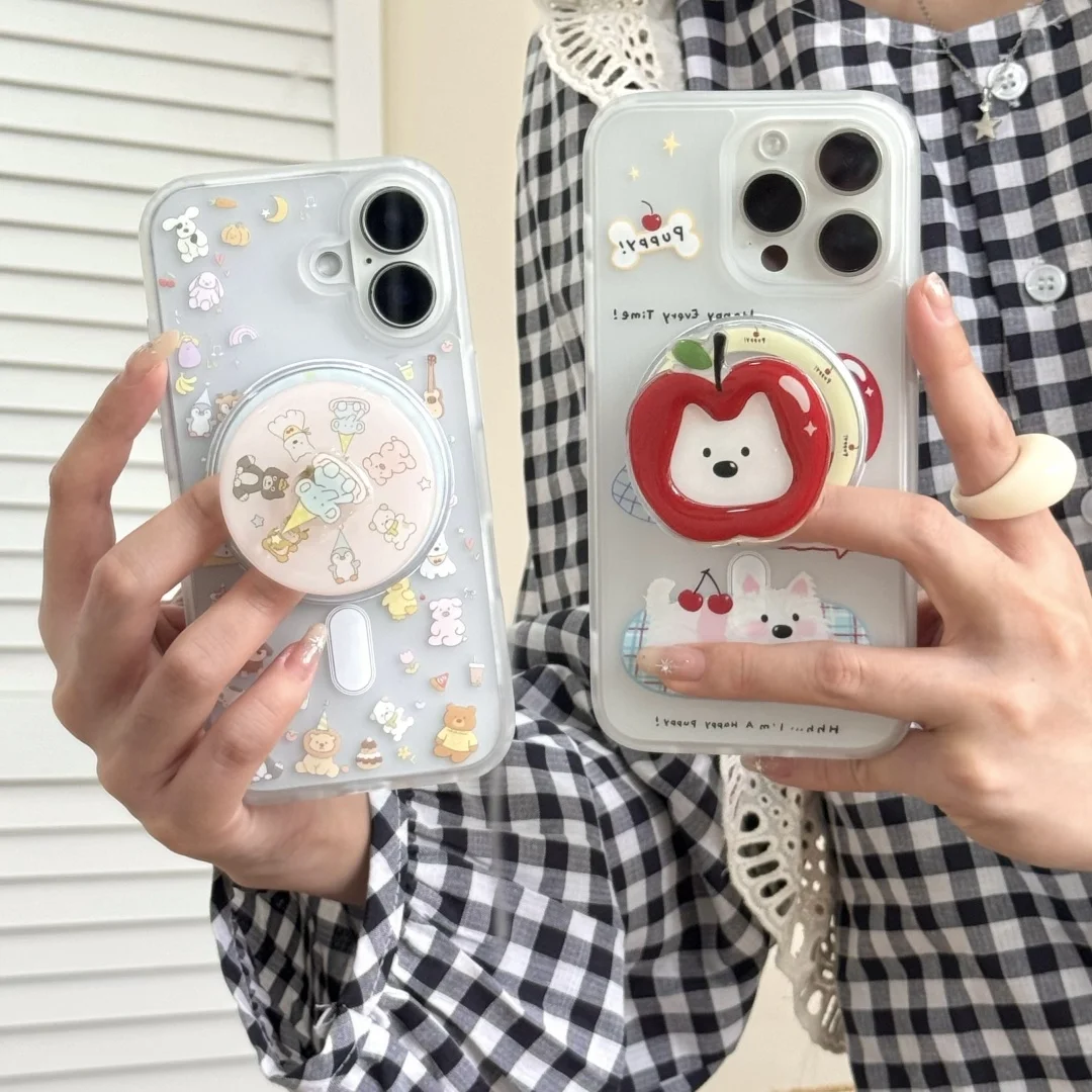 Korean Cute 3D Dog Stand For Magsafe Wireless Charge Phone Case For iPhone 16 15 14 13 Pro Max Plus Magnetic Clear Cover
Korean Cute 3D Dog Stand For Magsafe Wireless Charge Phone Case For iPhone 16 15 14 13 Pro Max Plus Magnetic Clear Cover