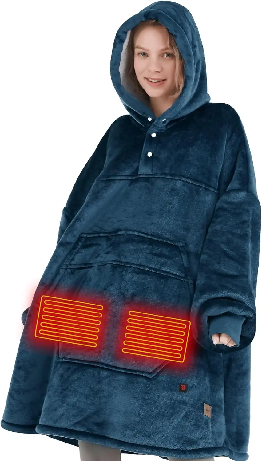 Беспроводное одеяло-толстовка с подогревом для женщин, 3 режима нагрева, на подкладке из шерпы, темно-синее
Беспроводное одеяло-толстовка с подогревом для женщин, 3 режима нагрева, на подкладке из шерпы, темно-синее