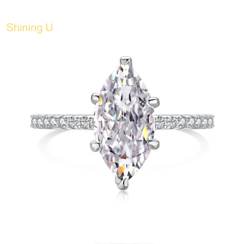 Shining U S925 Silver High Carbon Diamond Marquise Cut Gems Ring Fine Jewelry for Women Anniversary
Shining U S925 Silver High Carbon Diamond Marquise Cut Gems Ring Fine Jewelry for Women Anniversary