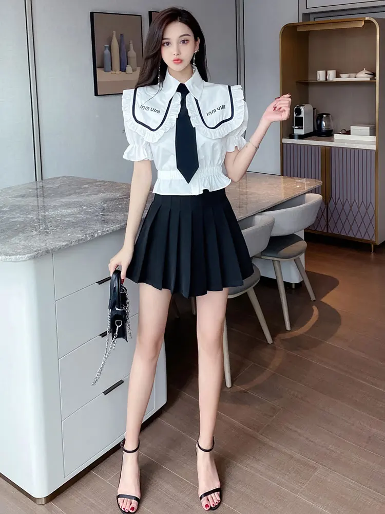 Комплект из двух предметов для женщин: летняя плиссированная юбка и топ, стройнящий, модный, утонченный, для женщин мелких размеров
Комплект из двух предметов для женщин: летняя плиссированная юбка и топ, стройнящий, модный, утонченный, для женщин мелких размеров