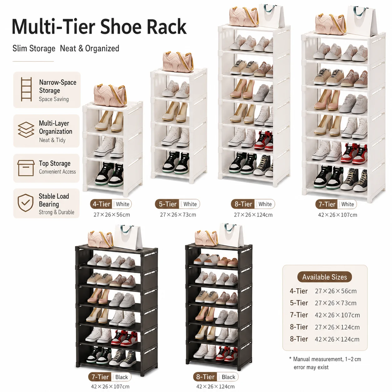 Multi-Tier Shoe Rack Slim Stackable Shoe Organizer Storage Shelf for Entryway Closet Dorm Space Saving English Version
Multi-Tier Shoe Rack Slim Stackable Shoe Organizer Storage Shelf for Entryway Closet Dorm Space Saving English Version