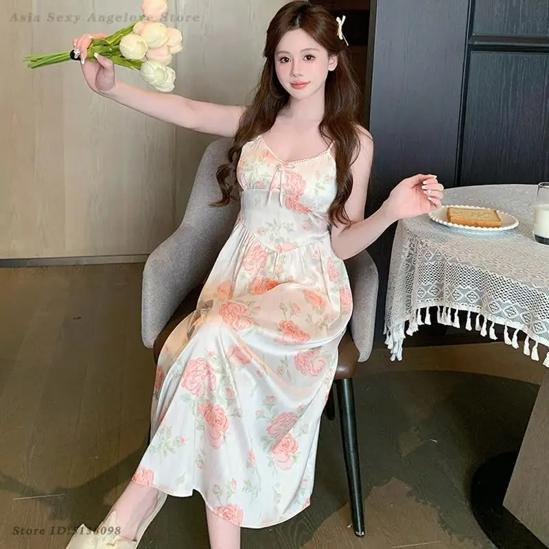 Print Flower Suspender Long Nightgown Sexy Chemise Nightdress Summer New Home Dressing Gown Spaghetti Strap Lingerie Sleepwear
Print Flower Suspender Long Nightgown Sexy Chemise Nightdress Summer New Home Dressing Gown Spaghetti Strap Lingerie Sleepwear