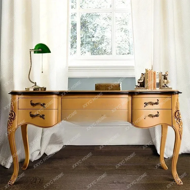 neoclassical study furniture, yellow gold-painted retro old solid wood desk R
neoclassical study furniture, yellow gold-painted retro old solid wood desk R