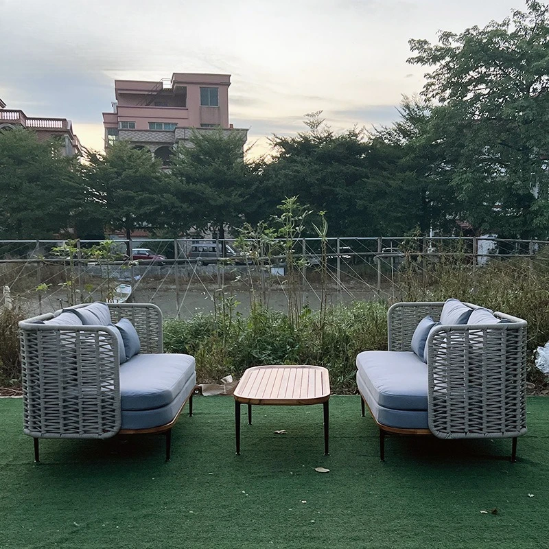 Outdoor teak sofa courtyard villa garden hotel designer furniture indoor and outdoor open-air rattan sofa combination 
Outdoor teak sofa courtyard villa garden hotel designer furniture indoor and outdoor open-air rattan sofa combination