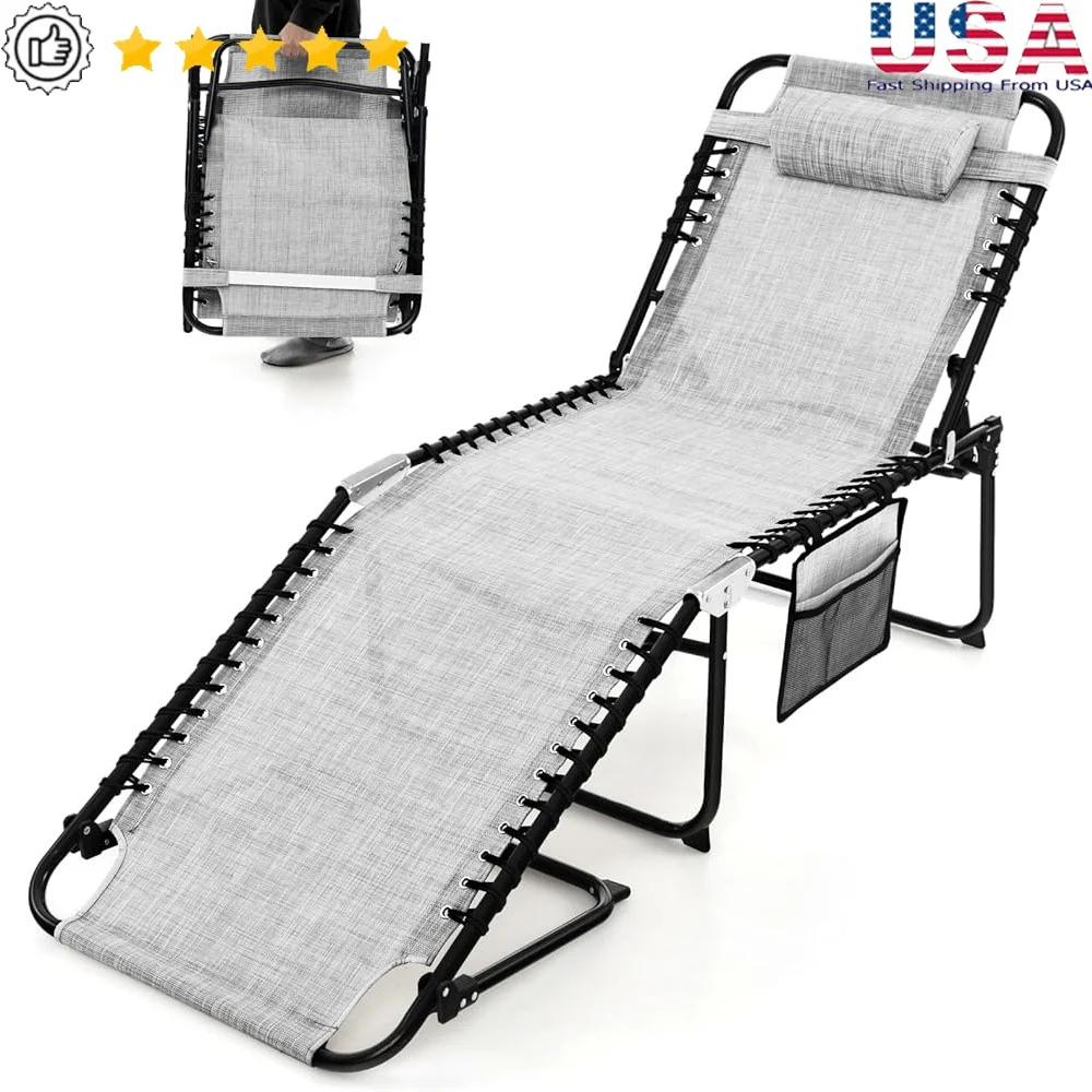 Folding Chaise Lounge Chair Adjustable Backrest Footrest Soft Pool Lounger Portable Beach Chair Lightweight Camping Cot Outdoor
Folding Chaise Lounge Chair Adjustable Backrest Footrest Soft Pool Lounger Portable Beach Chair Lightweight Camping Cot Outdoor