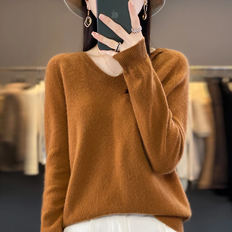 Hooded Blouse Women's Autumn and Winter Soft and Glutinous Design Feeling Hooded Sweater Japanese V-neck Sweater
Hooded Blouse Women's Autumn and Winter Soft and Glutinous Design Feeling Hooded Sweater Japanese V-neck Sweater
