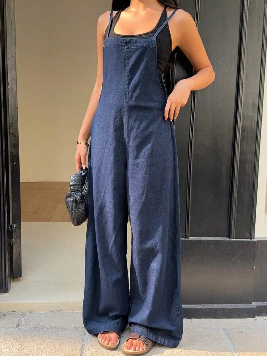 Womens Casual Loose Fit Denim Bib Jumpsuit Blue
Womens Casual Loose Fit Denim Bib Jumpsuit Blue
