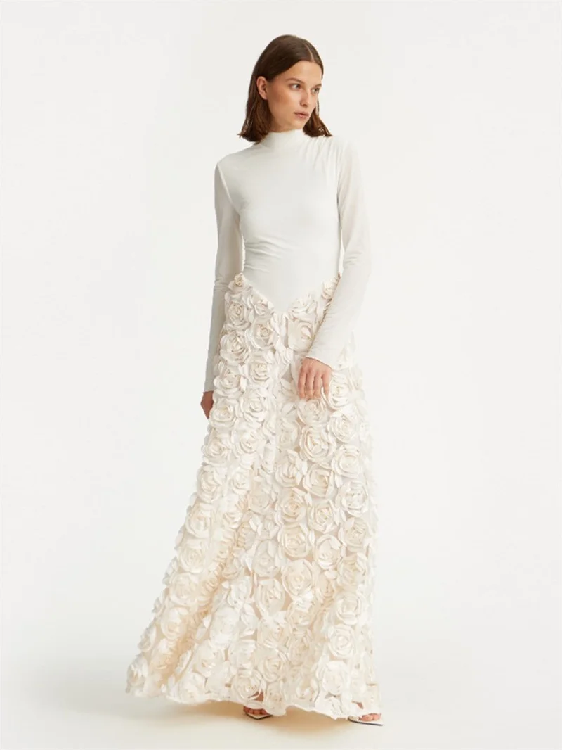 Ivory Prom Dress Elegant High Neck Full Sleeves 3D Flower Long A Line Party Gown Formal Wedding Guest Birthday Evening Robe
Ivory Prom Dress Elegant High Neck Full Sleeves 3D Flower Long A Line Party Gown Formal Wedding Guest Birthday Evening Robe