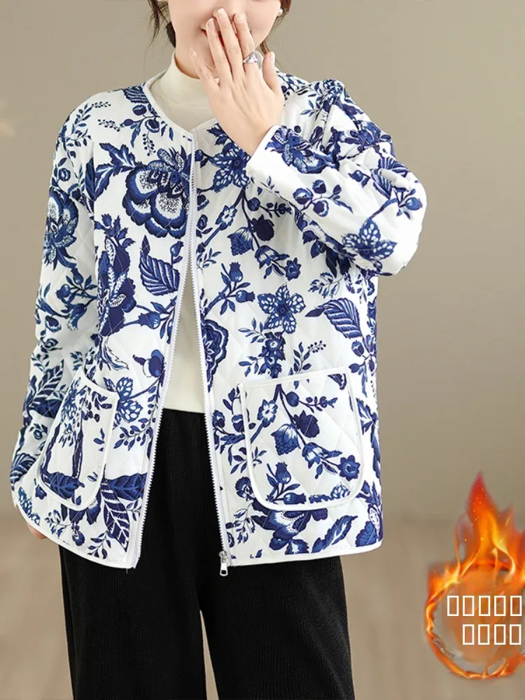 Свободная хлопковая куртка для дома, зимняя, с принтом сине-белого фарфора, легкая, теплая, женская, модная, художественная, стильная
Свободная хлопковая куртка для дома, зимняя, с принтом сине-белого фарфора, легкая, теплая, женская, модная, художественная, стильная
