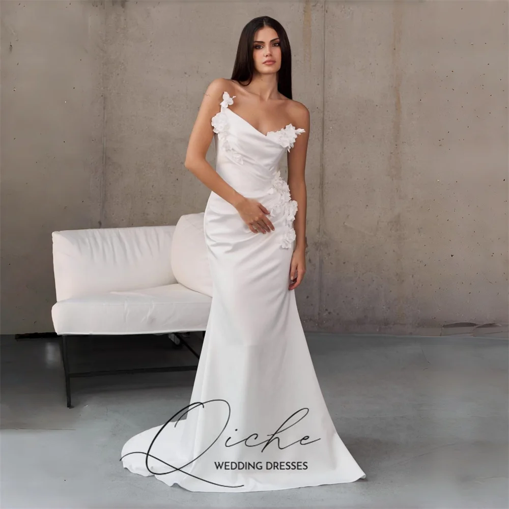 QICHE Elegant Flowers Mermaid Wedding Dresses V-Neck Sleeveless Pleat Open Back Satin Bridal Gown Vestidos De Noiva Customized
QICHE Elegant Flowers Mermaid Wedding Dresses V-Neck Sleeveless Pleat Open Back Satin Bridal Gown Vestidos De Noiva Customized