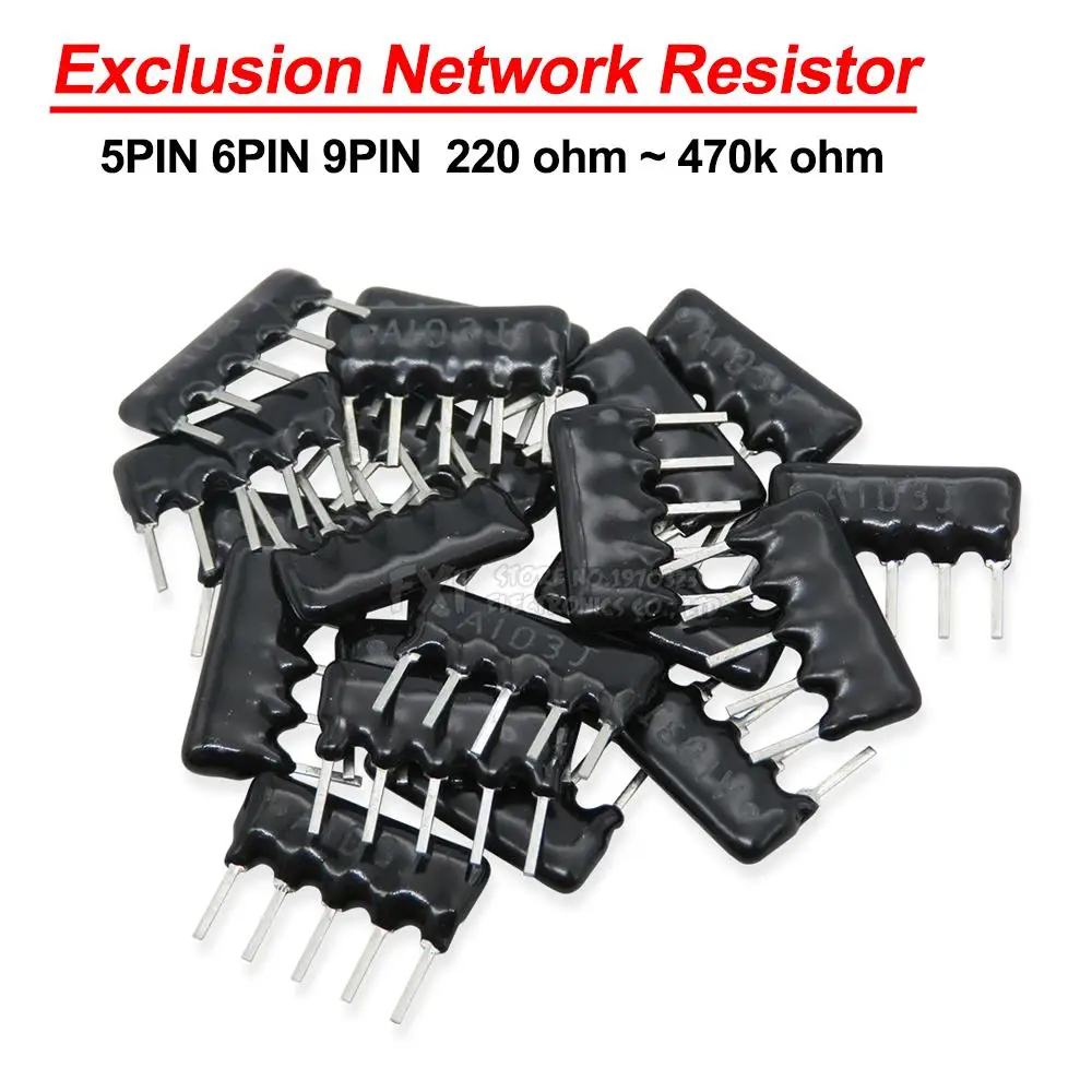 10PCS 5PIN 6PIN 9PIN exclusion Network Resistor array DIP 100 220 330 470 680 1K 1.2K 1.5K 2K 2.2K 3.3K 4.7K 10K 100K ohm 100R
10PCS 5PIN 6PIN 9PIN exclusion Network Resistor array DIP 100 220 330 470 680 1K 1.2K 1.5K 2K 2.2K 3.3K 4.7K 10K 100K ohm 100R