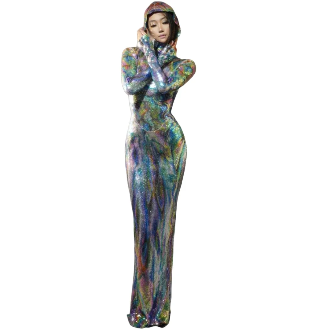 Long Stretch Bodycon Dress For Women Colorful Showgirl With Hooded Las Vegas Clubwear Long Sleeve Carnival Charming Stage Wear
Long Stretch Bodycon Dress For Women Colorful Showgirl With Hooded Las Vegas Clubwear Long Sleeve Carnival Charming Stage Wear